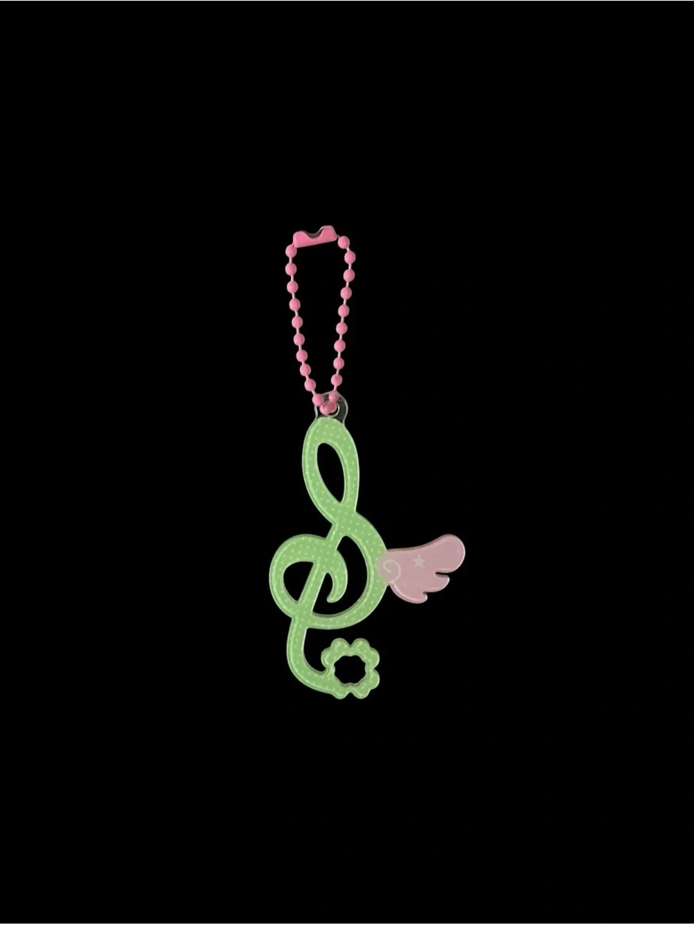 Cute Green Musical Note Treble Clef Pink Wing Wishcore Acrylic Keychain